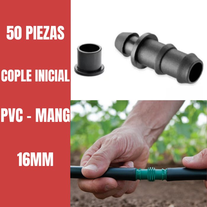 50 COPLES INICIAL PVC - MANGUERA 16mm DE RIEGO