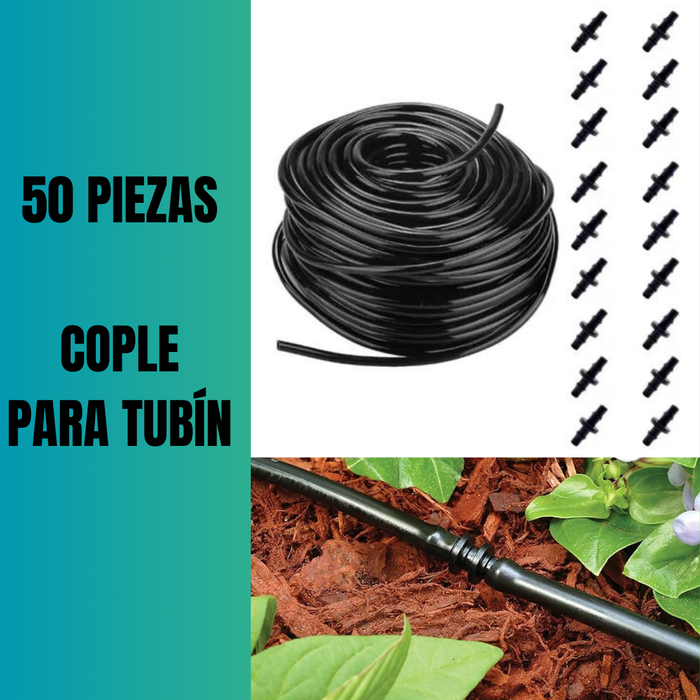 50 PZAS CONECTOR COPLE PARA MICROTUBO TUBÍN 4/7mm