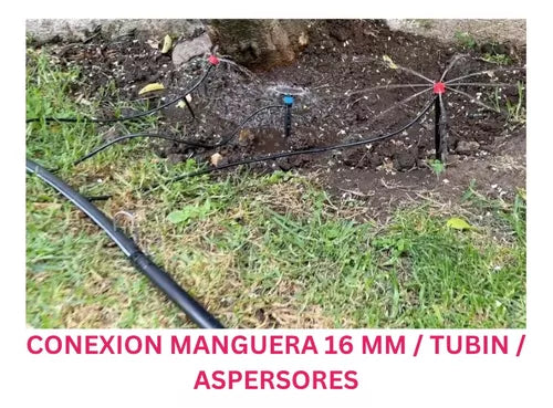 SISTEMA DE RIEGO ROJO COMPLETO X GOTEO + MANGUERA + TUBÍN 25M