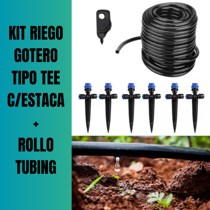 KIT RIEGO + ASPERSOR TIPO TEE C/ESTACA + TUBÍN 25M