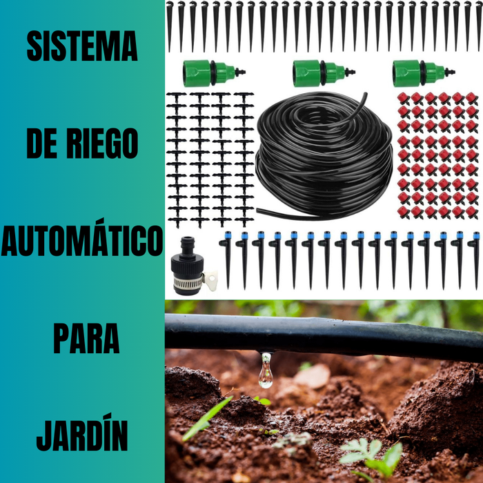 SISTEMA DE RIEGO AUTOMÁTICO POR GOTEO 50 MTS PARA JARDÍN