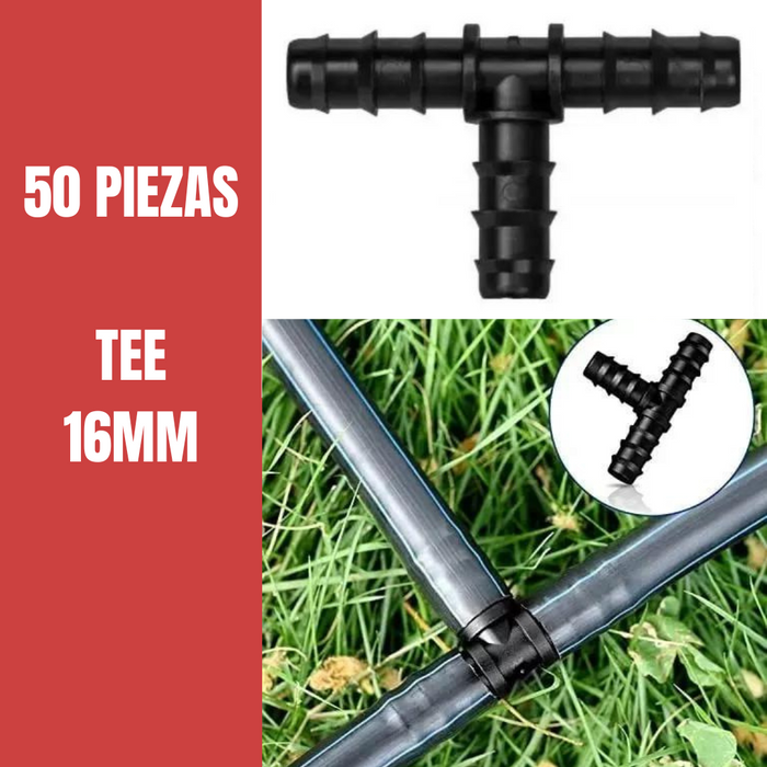 50 TEE'S 16mm CONECTOR PARA RIEGO