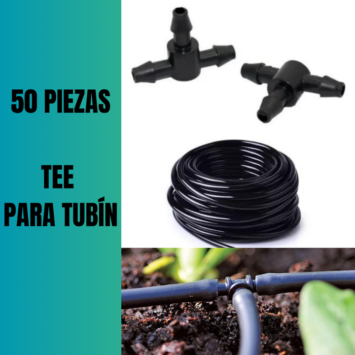 50 PZAS CONECTOR TEE PARA MICROTUBO TUBÍN 4/7mm