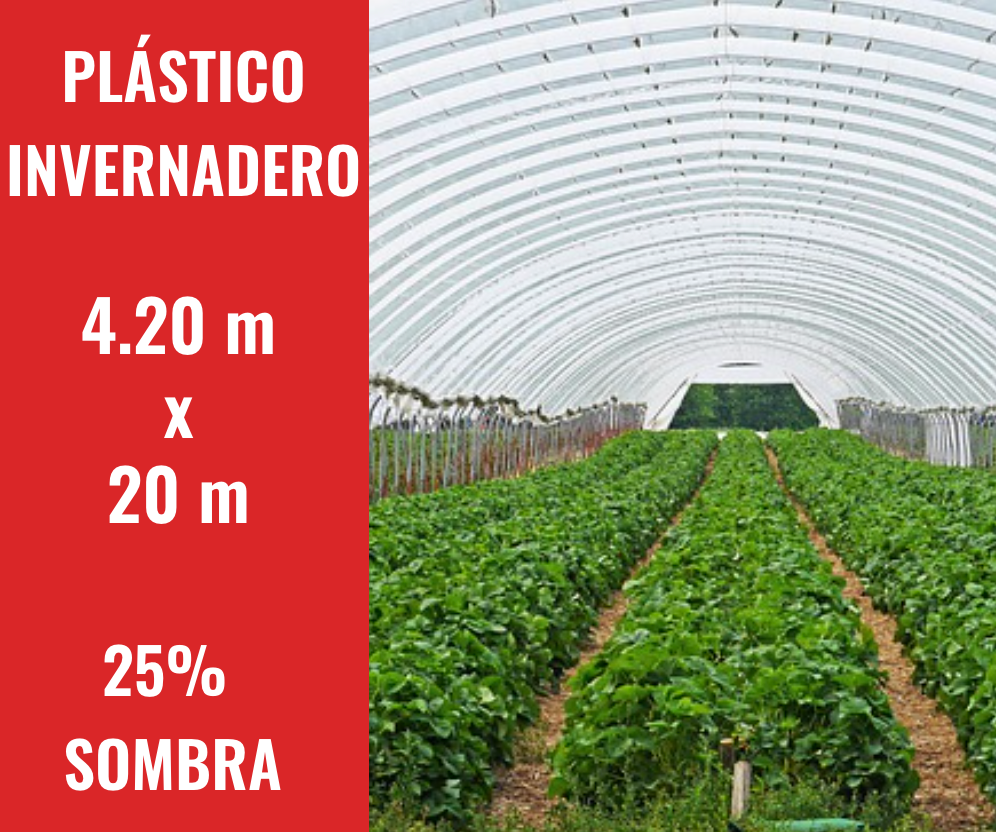 PLÁSTICO INVERNADERO 8.40m x 5m - 25% SOMBRA — invernaderosMX